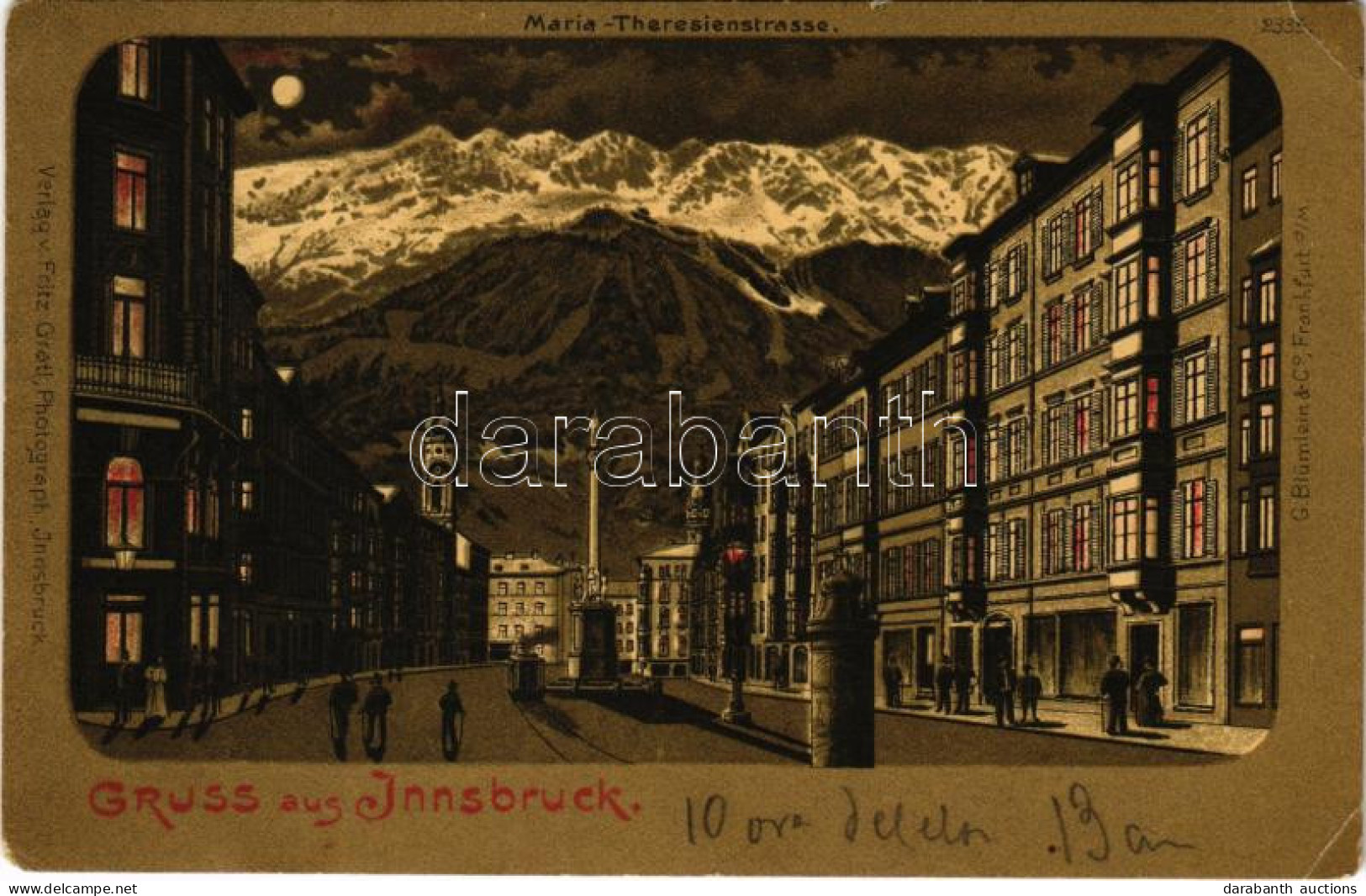 * T3 1900 Innsbruck (Tirol), Maria-Theresienstrasse / Street View. Verlag V. Fritz Gratl Litho (EK) - Zonder Classificatie