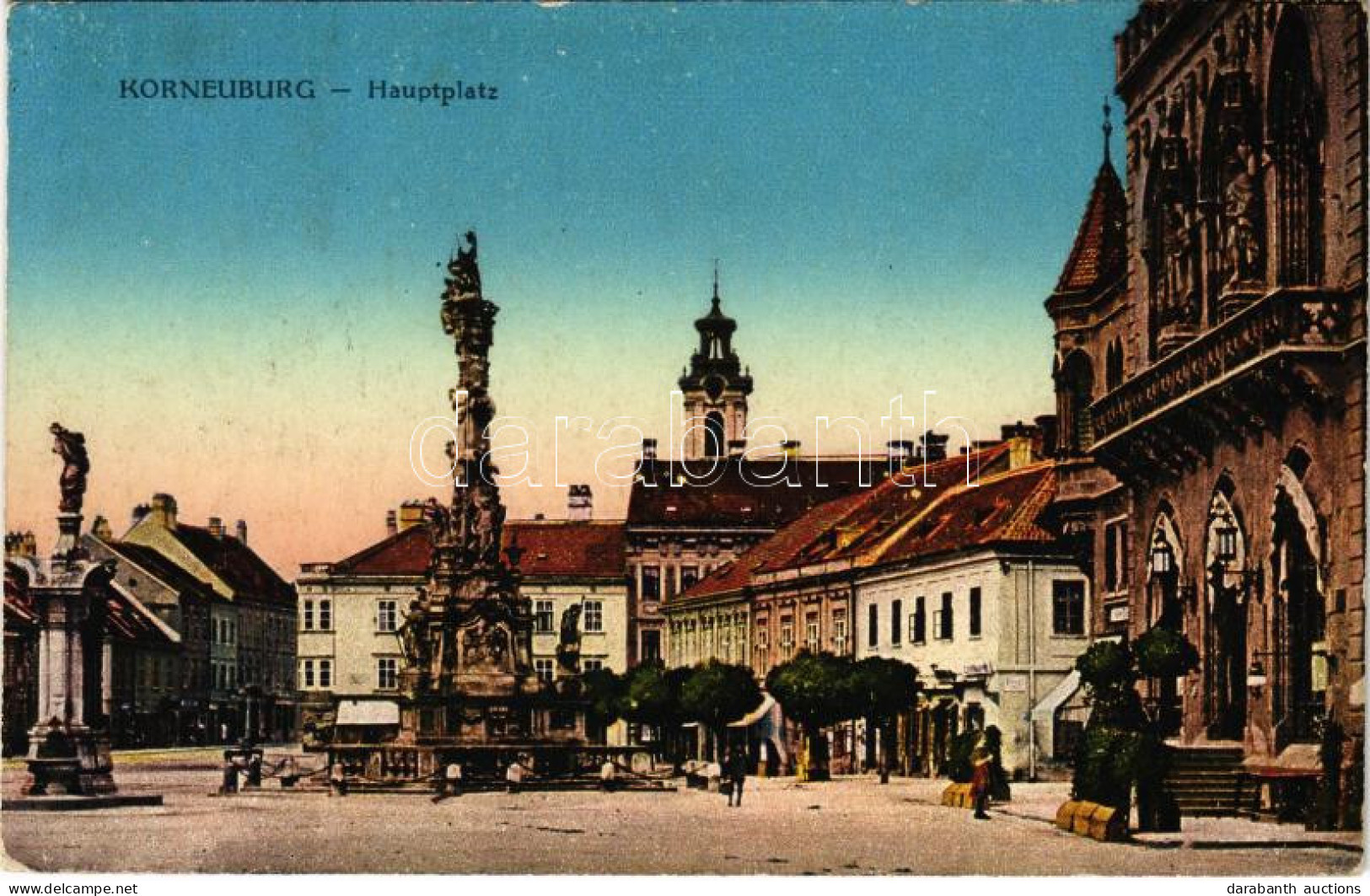 T2/T3 1916 Korneuburg, Hauptplatz / Main Square, Trinity Statue (EK) - Zonder Classificatie