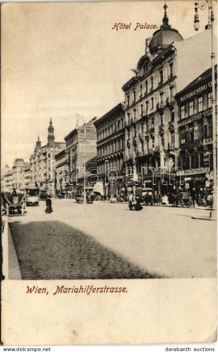 T2/T3 1908 Wien, Vienna, Bécs; Mariahilferstrasse / Street View, Hotel Palace, Restaurant, National Cash Register Co., T - Non Classés