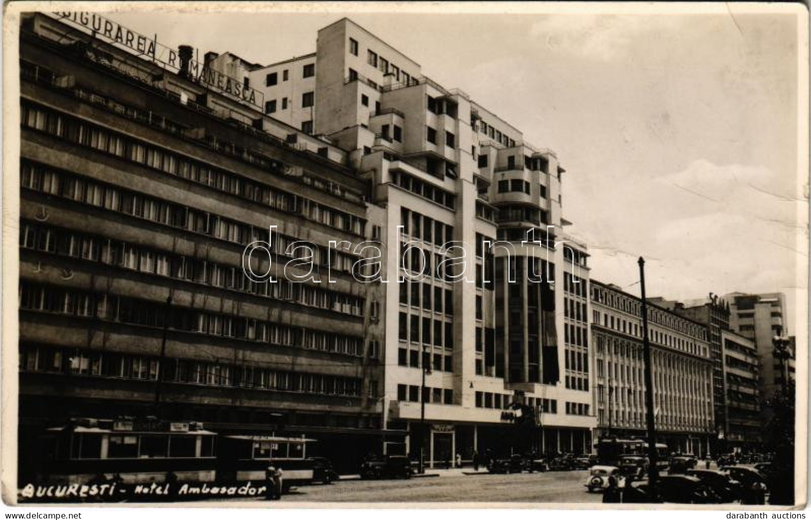 T2/T3 1940 Bucharest, Bukarest, Bucuresti, Bucuresci; Hotel Ambasador, Tram, Automobiles. Photo (fa) - Zonder Classificatie