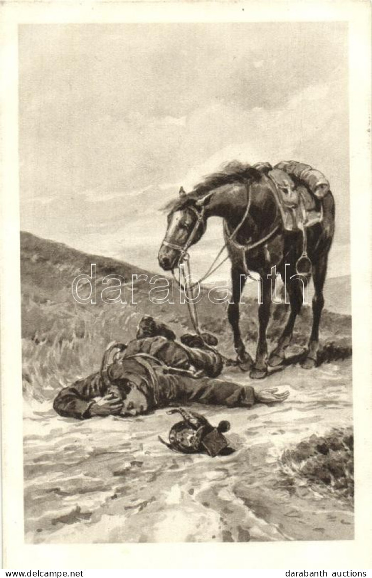 ** T2 Sérült Ulánus A Földön, Háttérben A Lova / Injured Uhlan On The Ground With His Horse, G. Goldschimdt No. 2 - Ohne Zuordnung