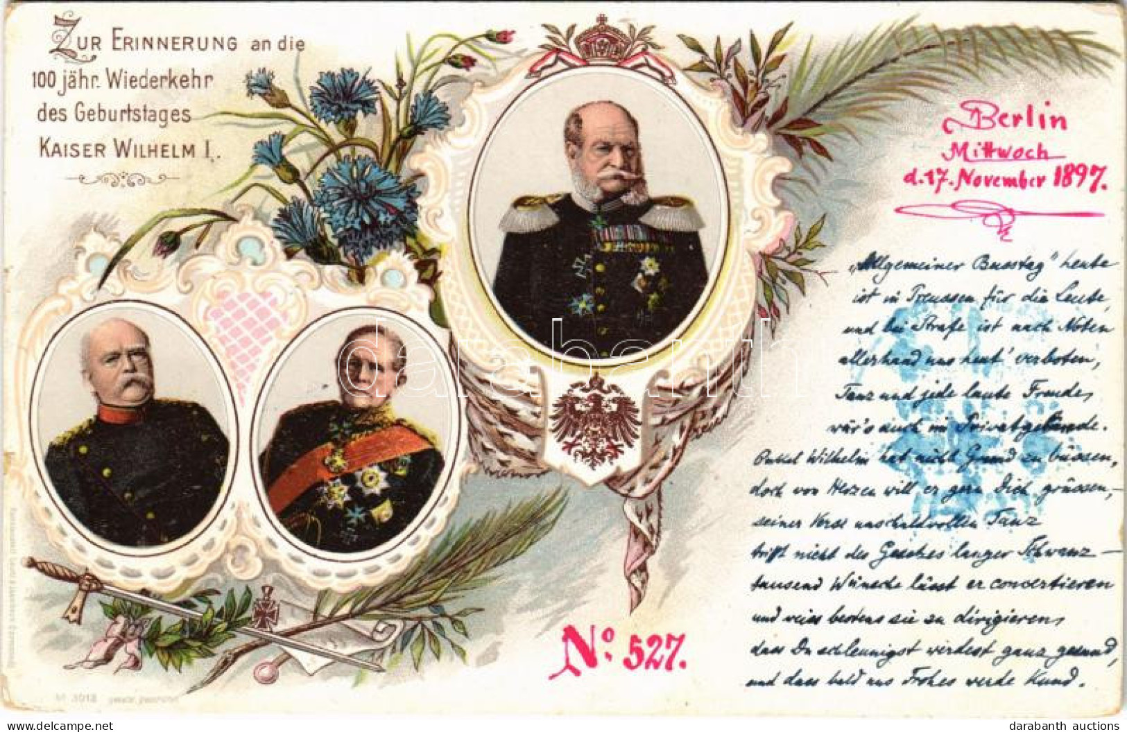 T2/T3 1897 (Vorläufer) Zur Erinnerung An Die 100 Jähr. Wiederkehr Des Geburtstages Kaiser Wilhelm I. / 100th Birthday An - Non Classés