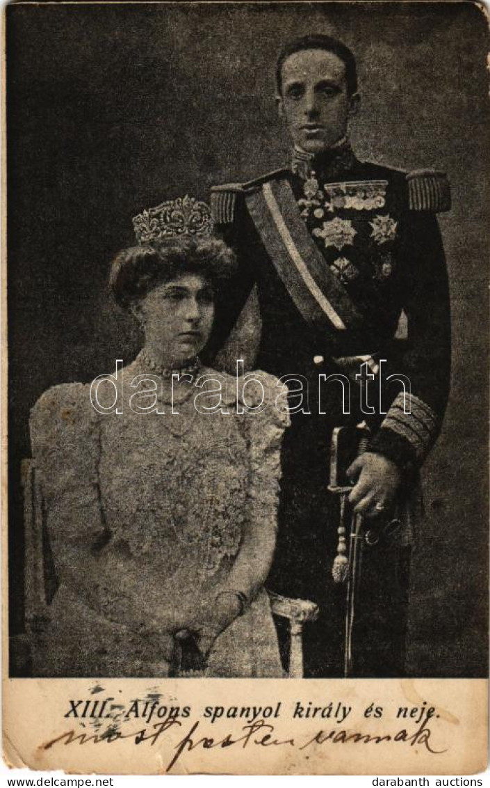 T3 1908 XIII. Alfonz Spanyol Király és Neje / Alfonso XIII, King Of Spain And Victoria Eugenie Of Battenberg, Queen Of S - Non Classés