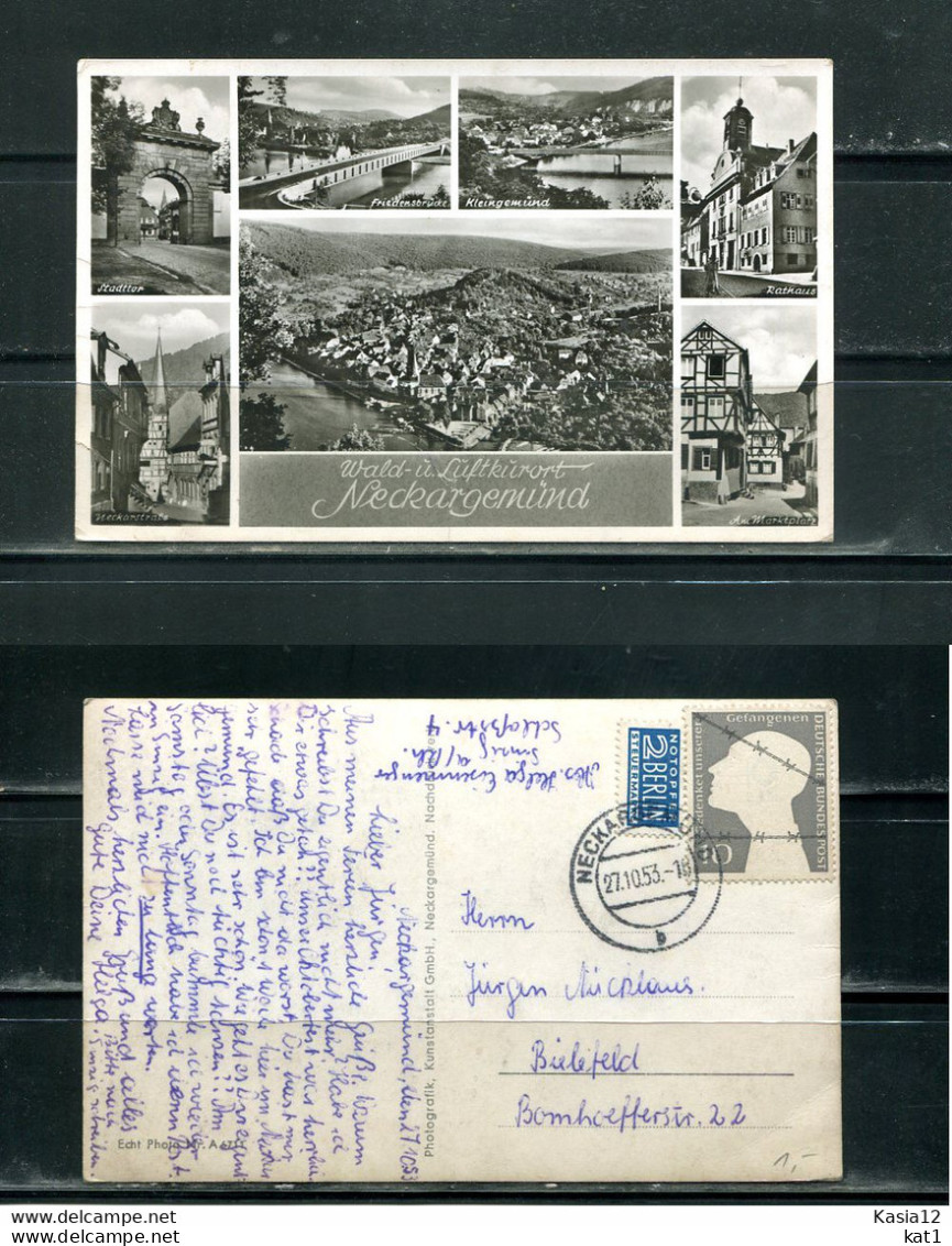 K14336)Ansichtskarte: Neckargemuend, Mehrbildkarte, Gelaufen 1953 - Neckargemuend