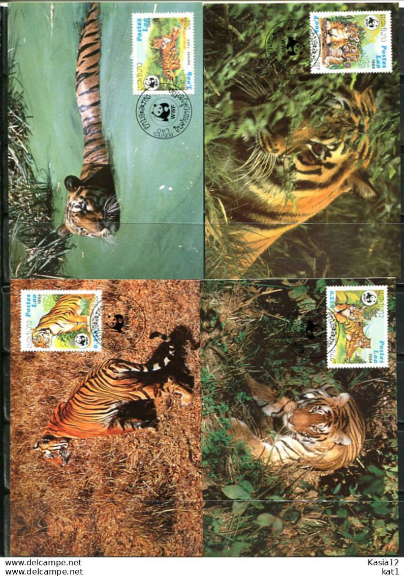 A51365)WWF-Maximumkarten Saeugetiere: Laos 706 - 709 - Maximumkaarten