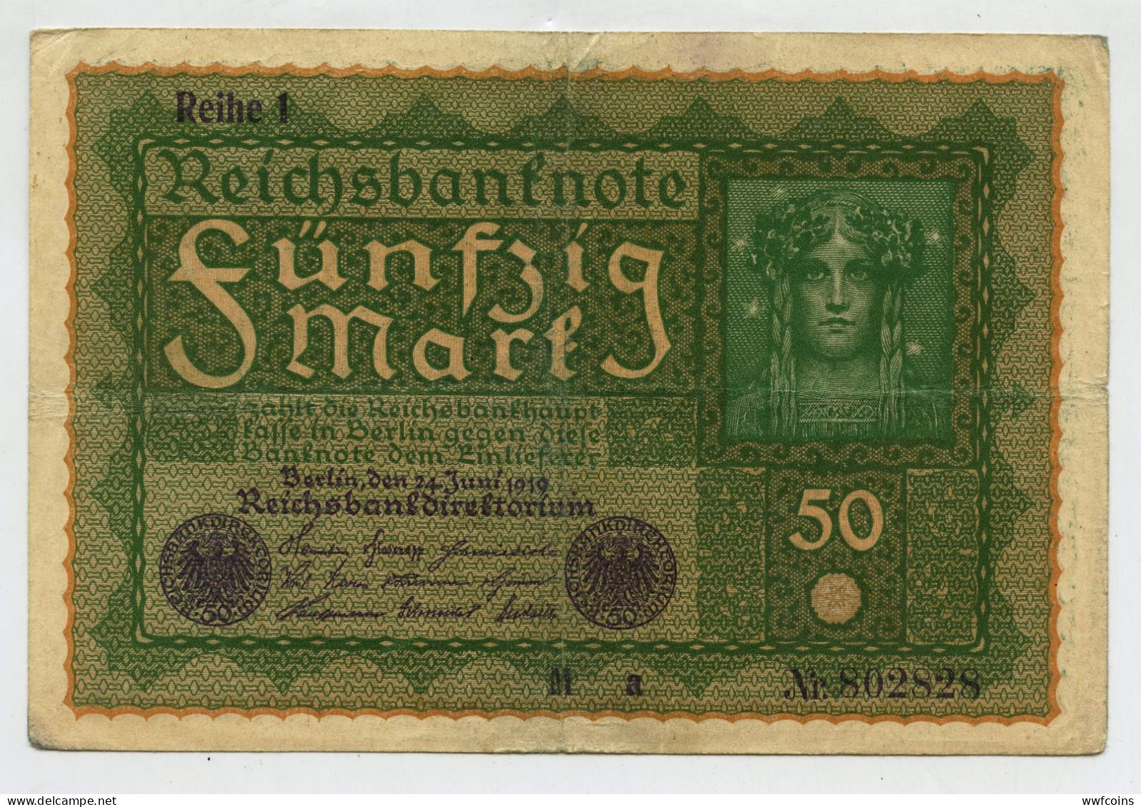 BANCONOTA GERMANIA 50 MARCHI 1919 BERLINO REICH MARK - 50 Mark