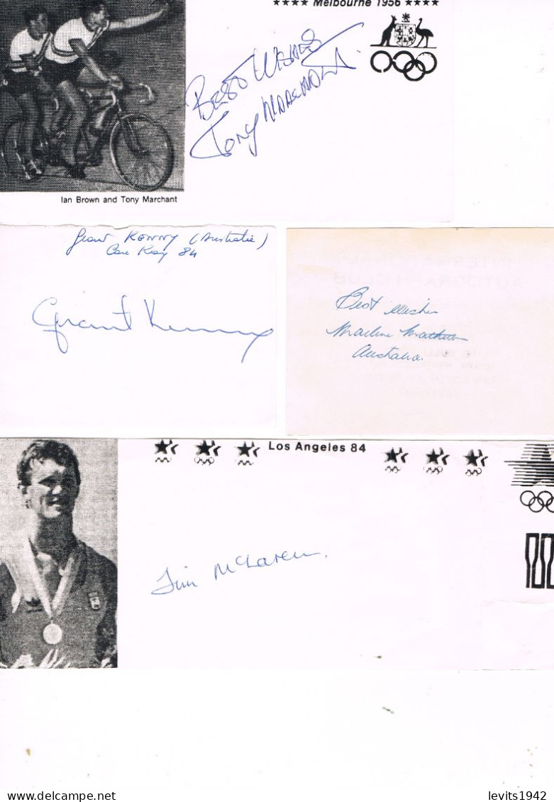 JEUX OLYMPIQUES - 4 AUTOGRAPHES DE MEDAILLES OLYMPIQUES - CONCURRENTS D'AUSTRALIE - - Autogramme