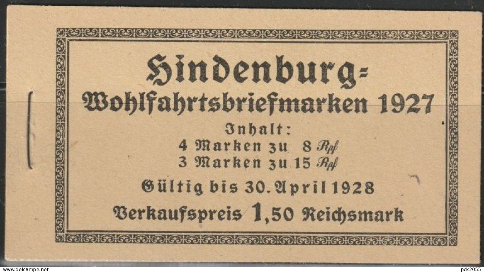 DR MH 24.1A  1927 Hindenburgspende ** Postfrisch  ( D7138 )günstige Versandkosten - Markenheftchen  & Se-tenant