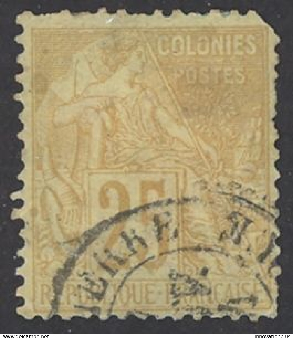 French Colonies Sc# 53 Used (b) 1878-1880 25c Yellow, Straw Commerce - Sonstige & Ohne Zuordnung