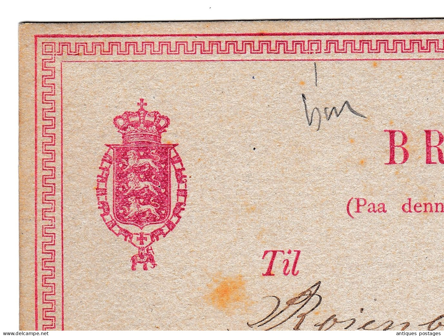 Brev-Kort 1879 Odense Knutzen Postal Stationery Denmark Danmark Danemark