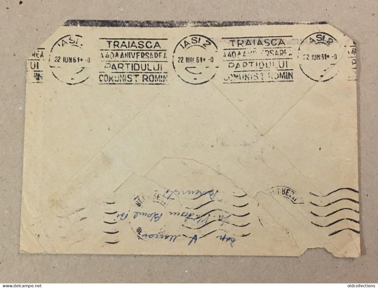 Romania RPR Stationery Stamp On Liliput Cover Iasi Bucuresti Stampila Partidul Comunist Communist Party Propaganda Train - Lettres & Documents