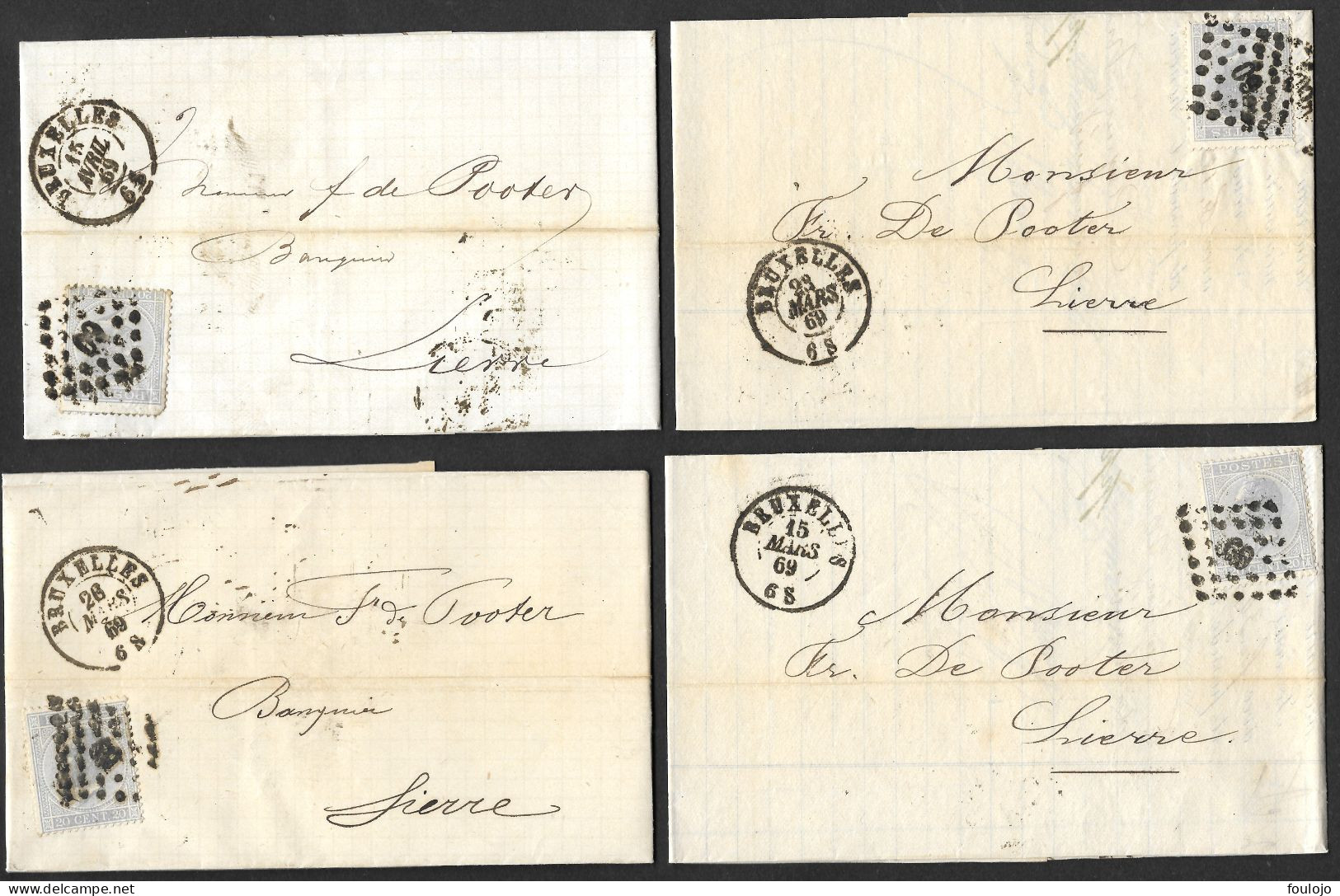 18 (20x) Sur Lettres De Bruxelles Vers Lierre  En 1869 (lot 432) - 1865-1866 Profiel Links