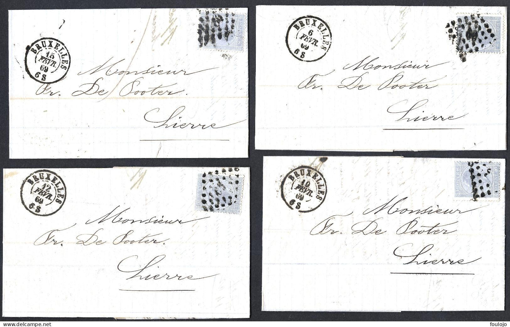 18 (20x) Sur Lettres De Bruxelles Vers Lierre  En 1869 (lot 432) - 1865-1866 Profile Left