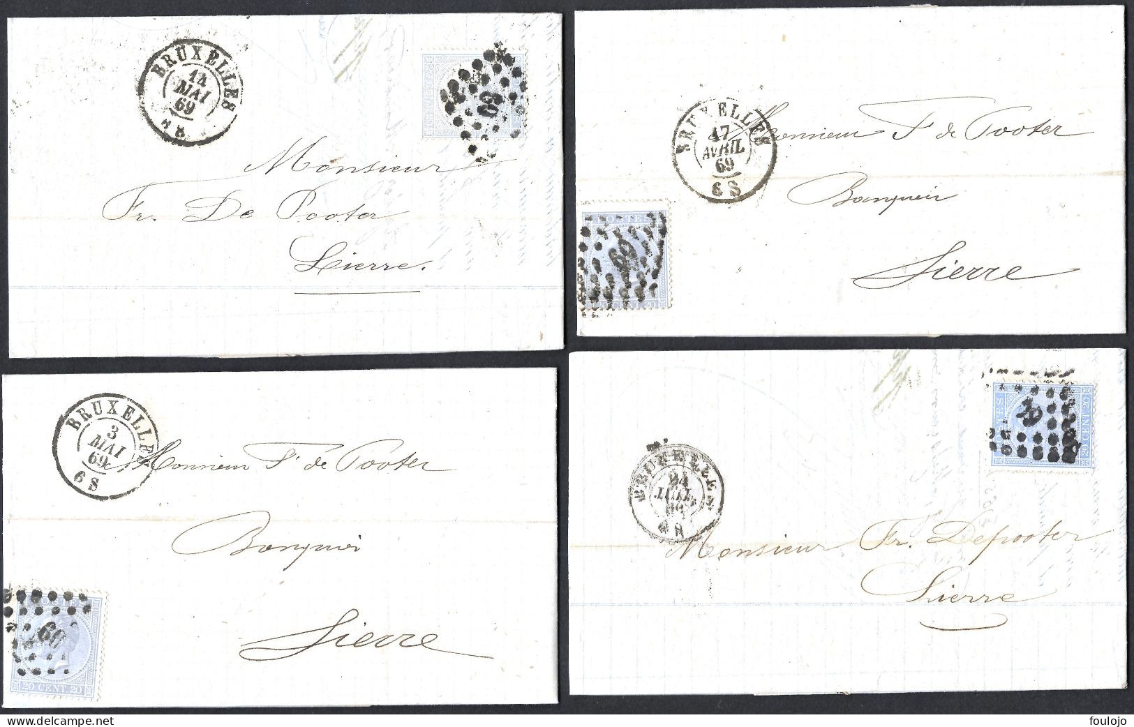 18 (20x) Sur Lettres De Bruxelles Vers Lierre  En 1869 (lot 432) - 1865-1866 Profiel Links