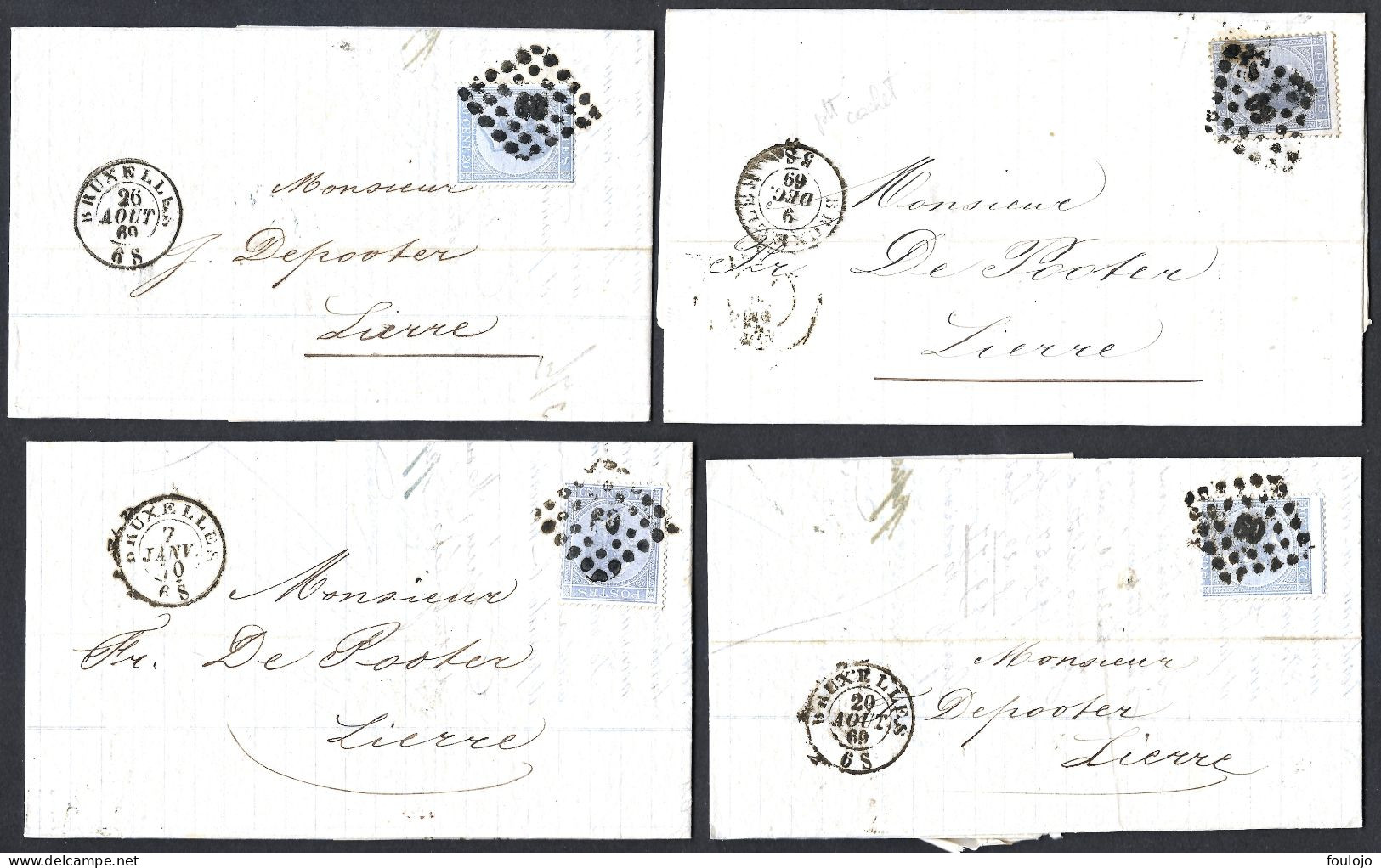 18 (20x) Sur Lettres De Bruxelles Vers Lierre  En 1869 (lot 432) - 1865-1866 Profilo Sinistro