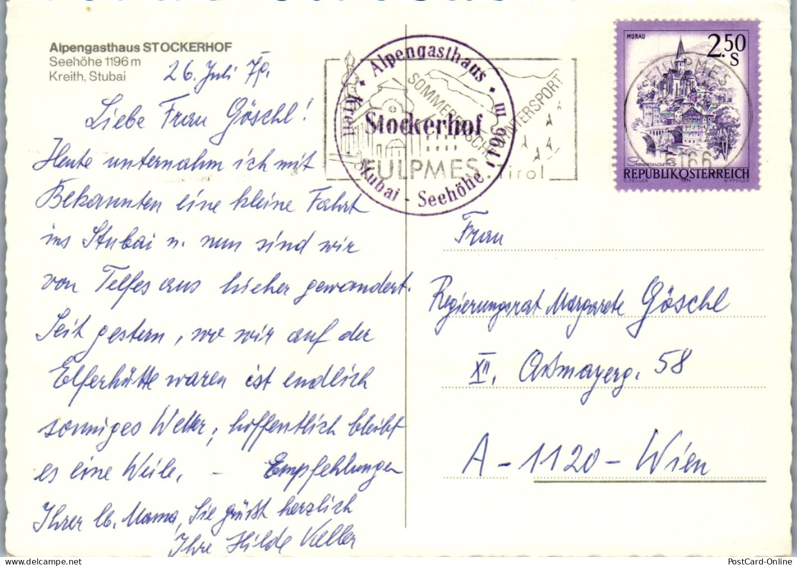 47519 - Tirol - Kreith , Stubai , Gasthof Stockerhof - Gelaufen 1979 - Mutters