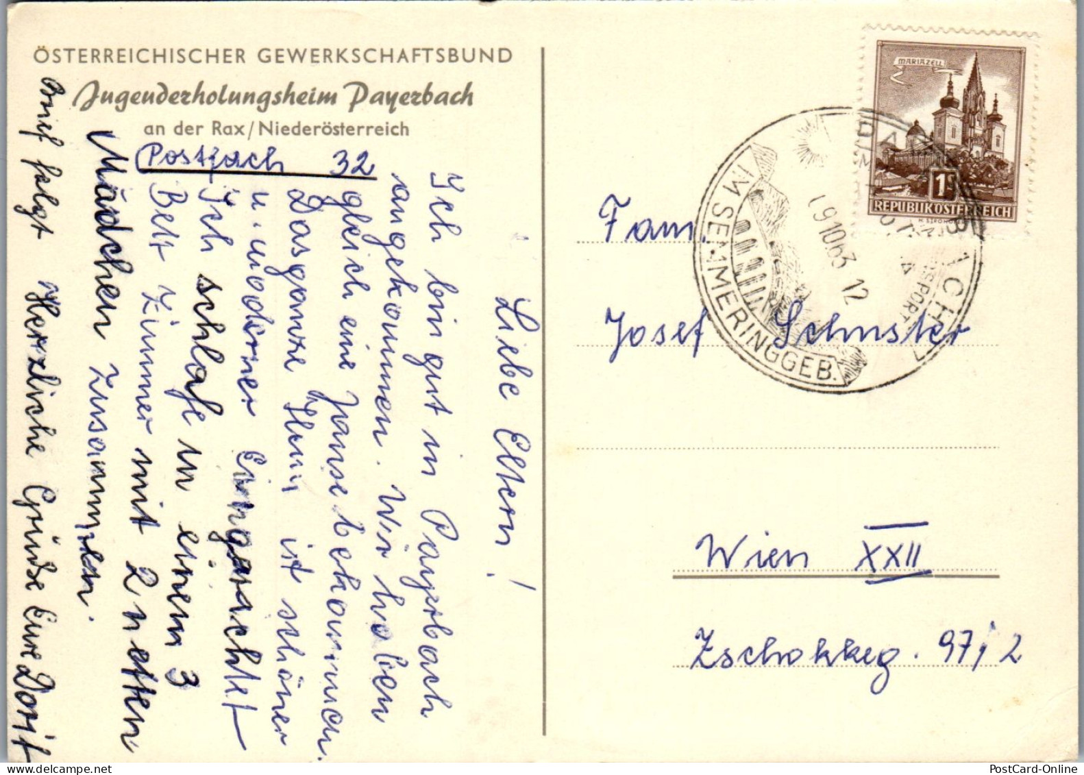 47180 - Niederösterreich - Payerbach , Jugenderholungsheim An Der Rax - Gelaufen 1963 - Neunkirchen