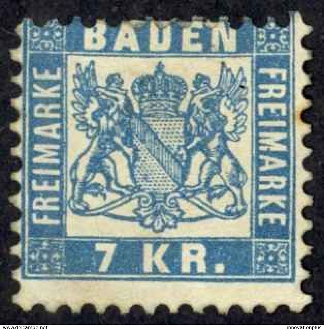 Germany Baden Sc# 28 MH 1868 7kr Dull Blue Coat Of Arms - Neufs
