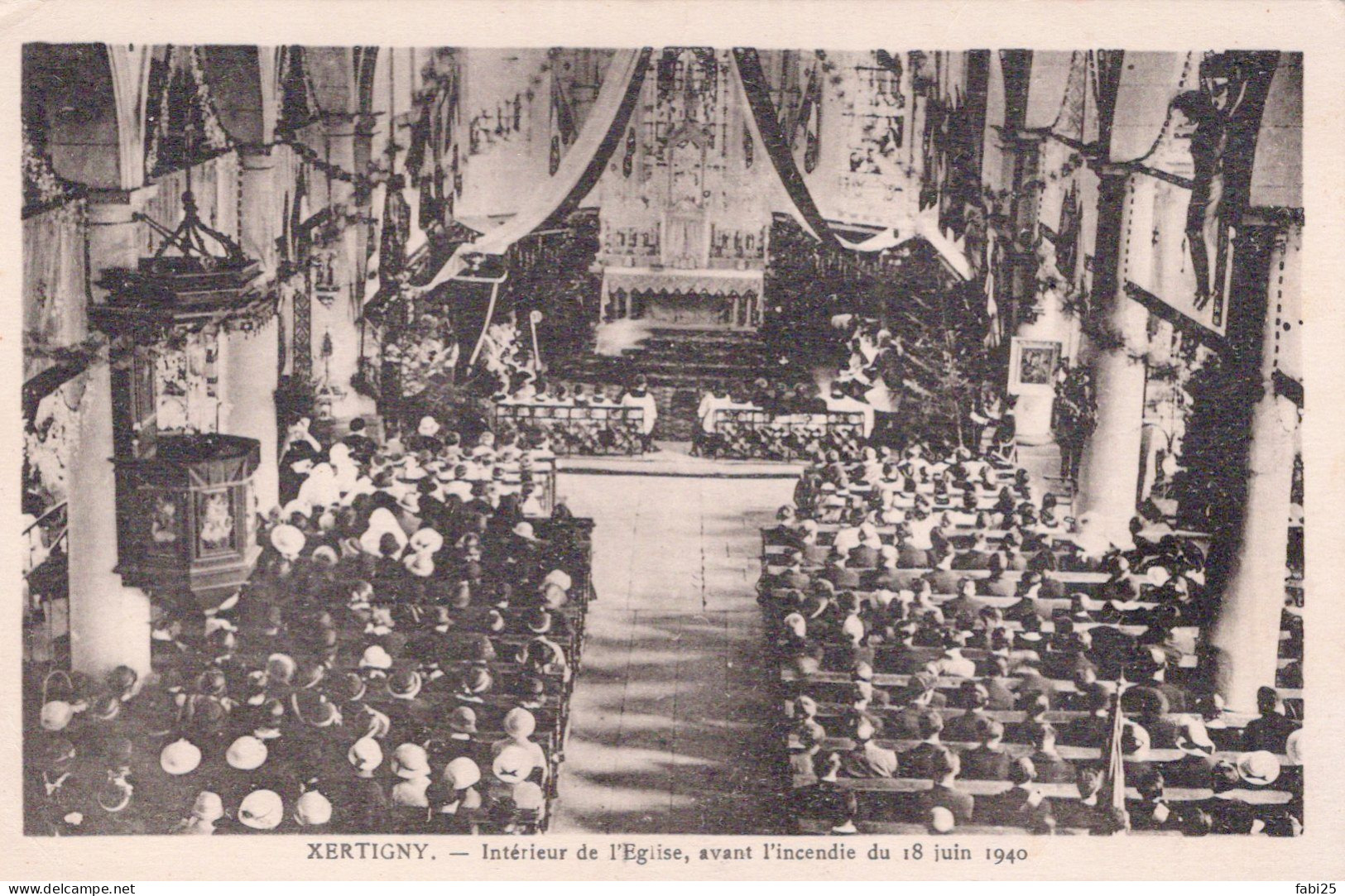 XERTIGNY INTERIEUR DE L EGLISE AVANT L INCENDIE DU 18 JUIN 1940 - Xertigny