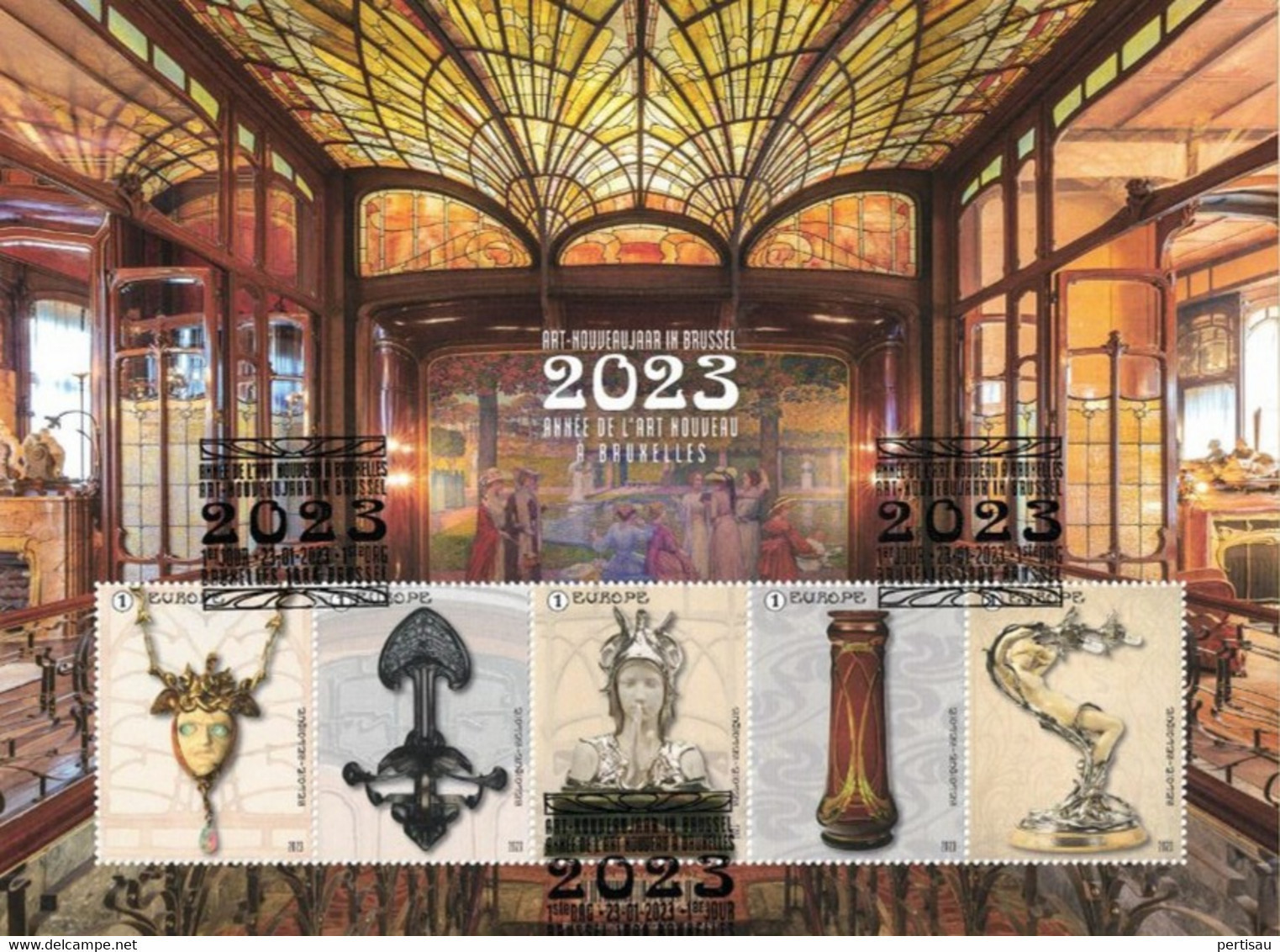 Art-nouveau Topstukken Uitgiftestempel 2023 - Oblitérés