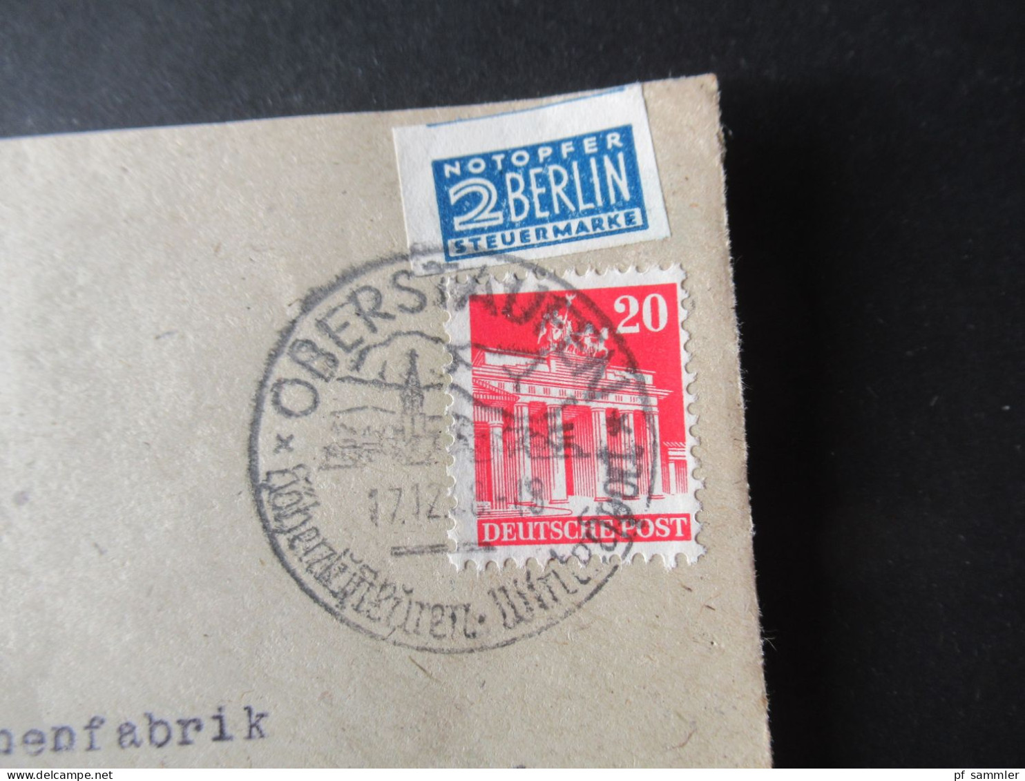 Bizone 1948 Bauten Nr.85 EF Und Notopfermarke Geschnitten Und Sonderstempel Oberstaufen Im Allgäu Und Tauberbischofsheim - Briefe U. Dokumente