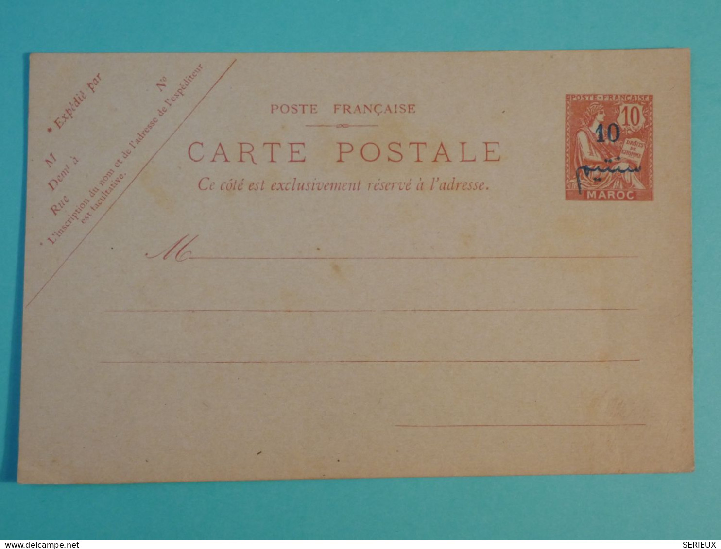 AH0 MAROC  FRANCE  BELLE CARTE  ENTIER SURCHARGE 1900 NON VOYAGEE ++ - Briefe U. Dokumente