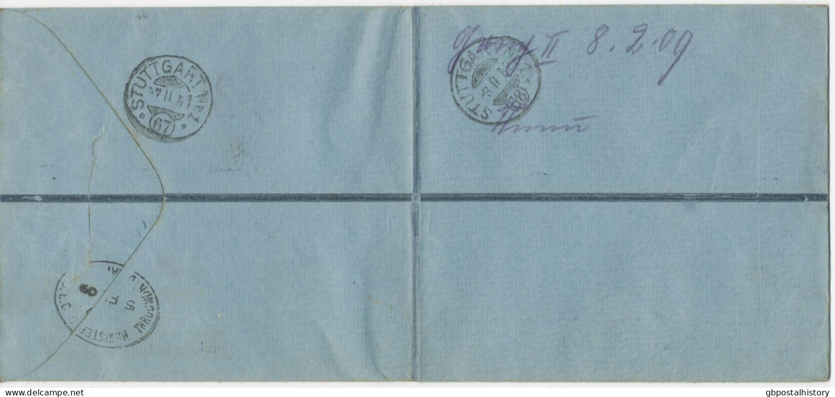 GB 1909, EVII Compound Stamping 4d Orange And ½d Blue-green Large Stamped To Order Postal Stationery Registered Envelope - Briefe U. Dokumente