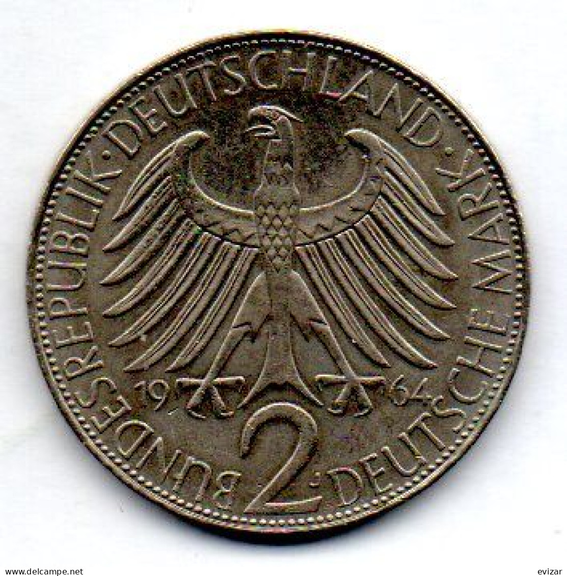 GERMANY - FEDERAL REPUBLIC, 2 Mark, Copper-Nickel, Year 1958-G, KM # 116 - 2 Marcos
