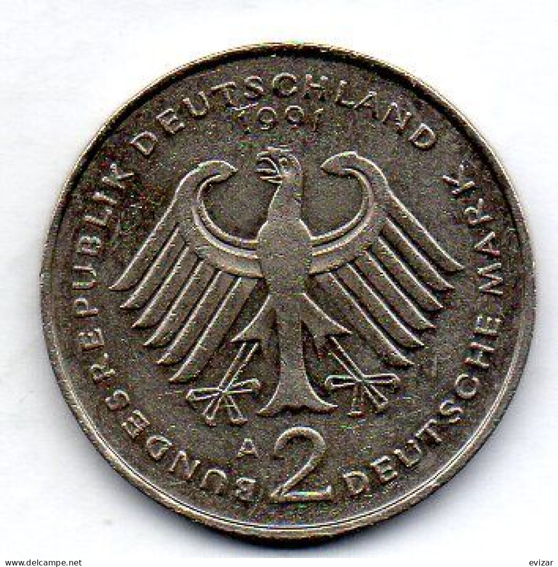 GERMANY - FEDERAL REPUBLIC, 2 Mark, Copper-Nickel, Year 1991-A, KM # 170 - 2 Marchi