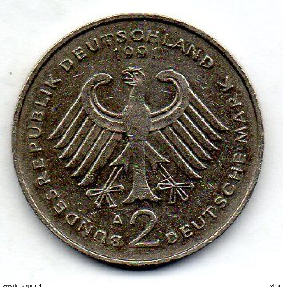 GERMANY - FEDERAL REPUBLIC, 2 Mark, Copper-Nickel, Year 1991-A, KM # 175 - 2 Marchi