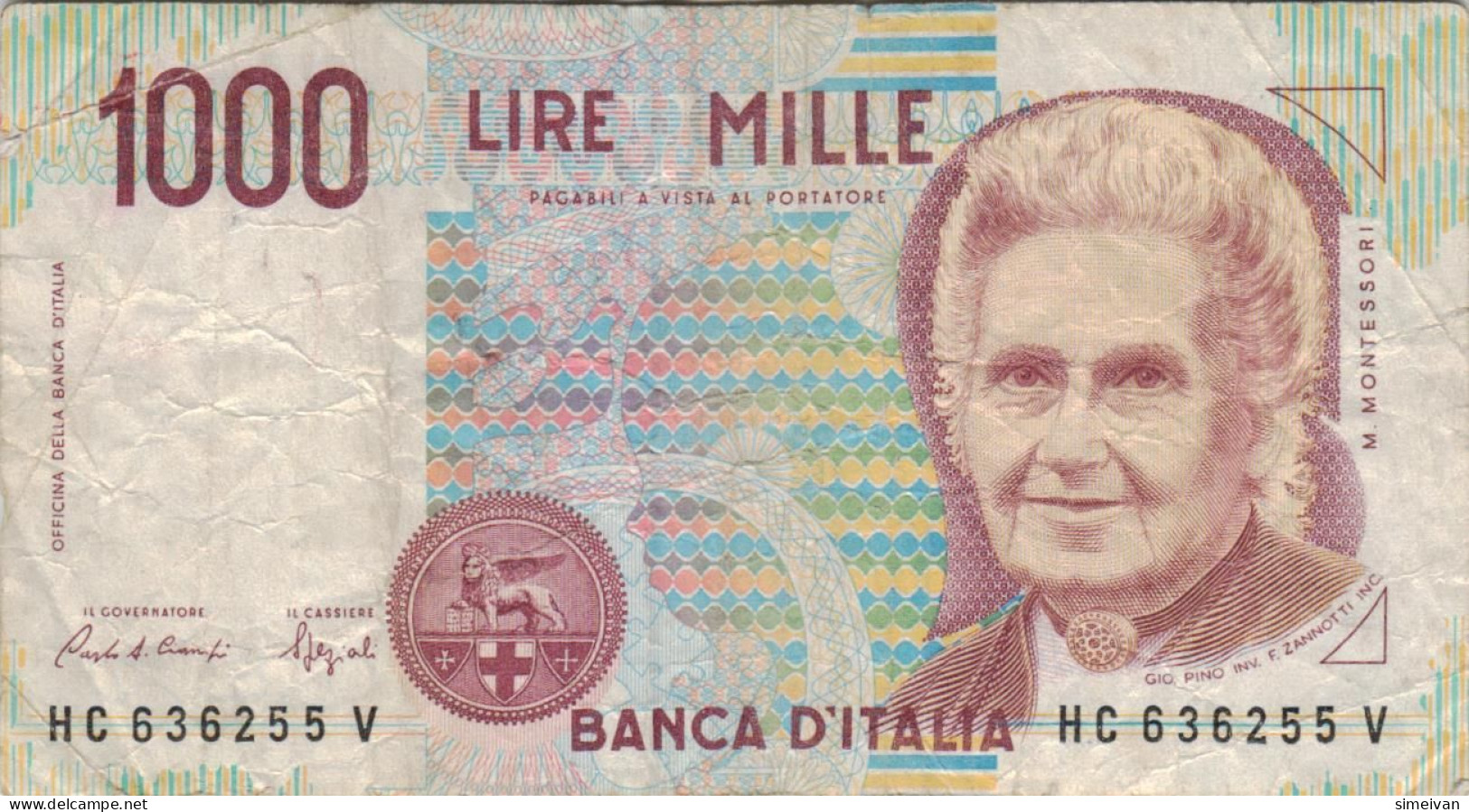Italy 1000 Lire 1990 P-114a  Banknote Europe Currency Italie Italien #5178 - 1000 Lire
