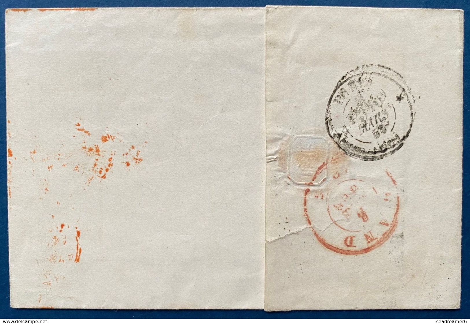 Lettre 1853 Médaillon N°5 40c Rouge Carminé + Dateur De GAND + Entrée " BELG / 5 LILLE 5 " + Timbre Insuffisant + Taxe - 1849-1850 Medallones (3/5)