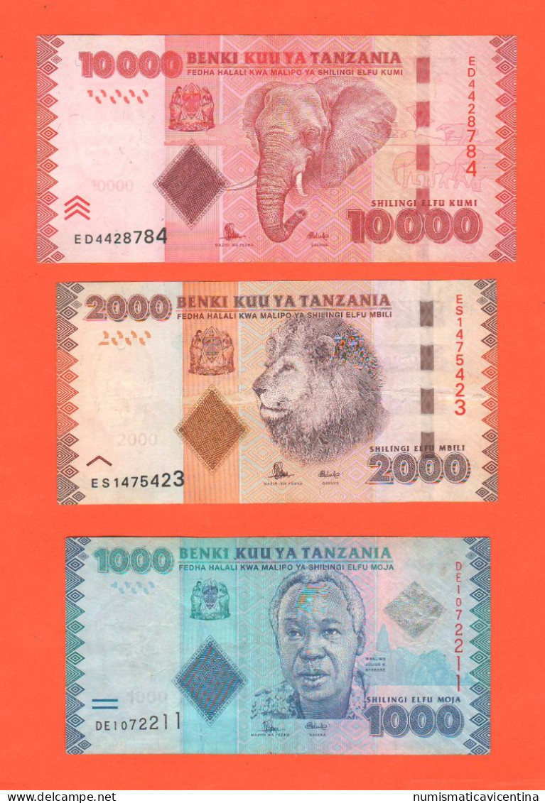 Tanzania 10000 + 2000 + 1000 Schilingi Schillings Africa Banknotes - Tanzanie