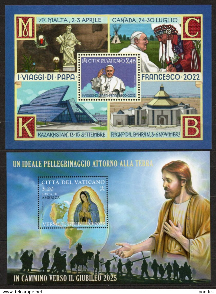 2023 - VATICANO - A1D - ANNATA - 24 VALORI - 6 BF - 1 LIBRETTO - 2 MINIFOGLI - INVIO GRATUITO -- - Unused Stamps