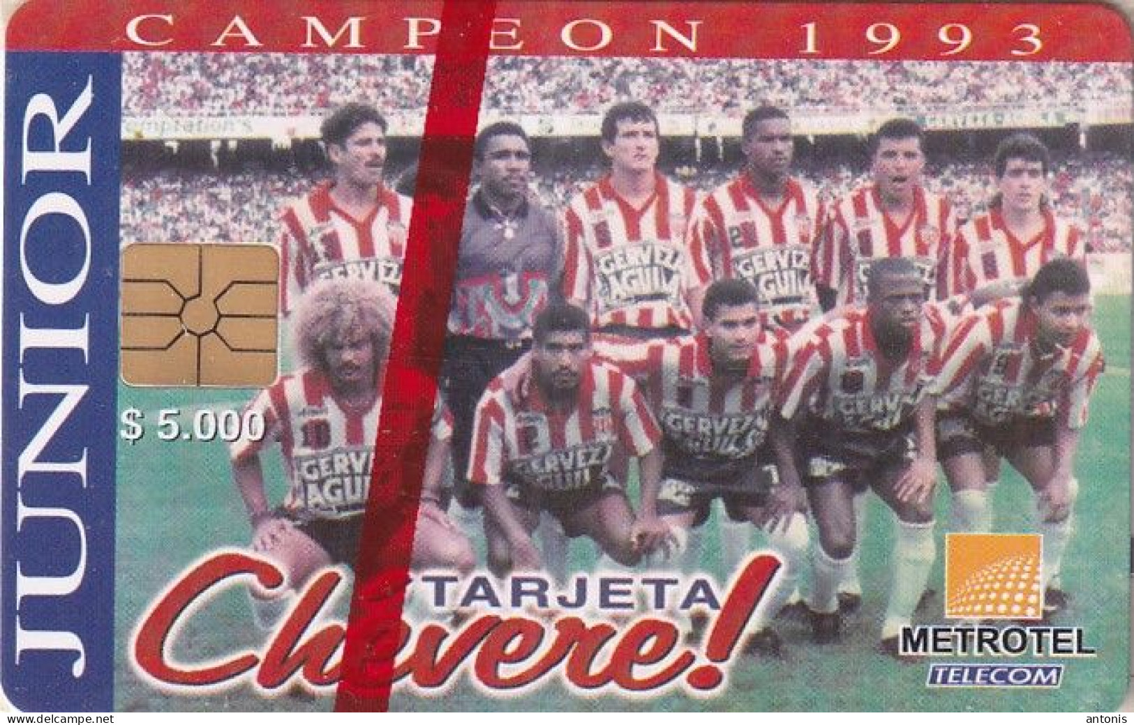 COLOMBIA - Junior FC 1993, Metrotel Telecard $5000, Mint - Colombie