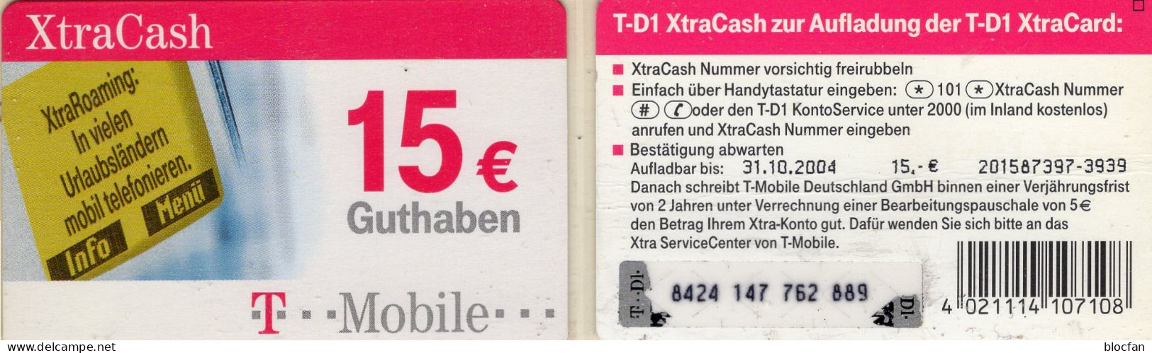 3] T-Pay Micro-Money - 2 Guthaben-TC T-D1 XtraCash 10/04+11/06 o je 15€  TELEKOM große/kleine PIN-# freirubbeln TK telefon-telecards of Germany