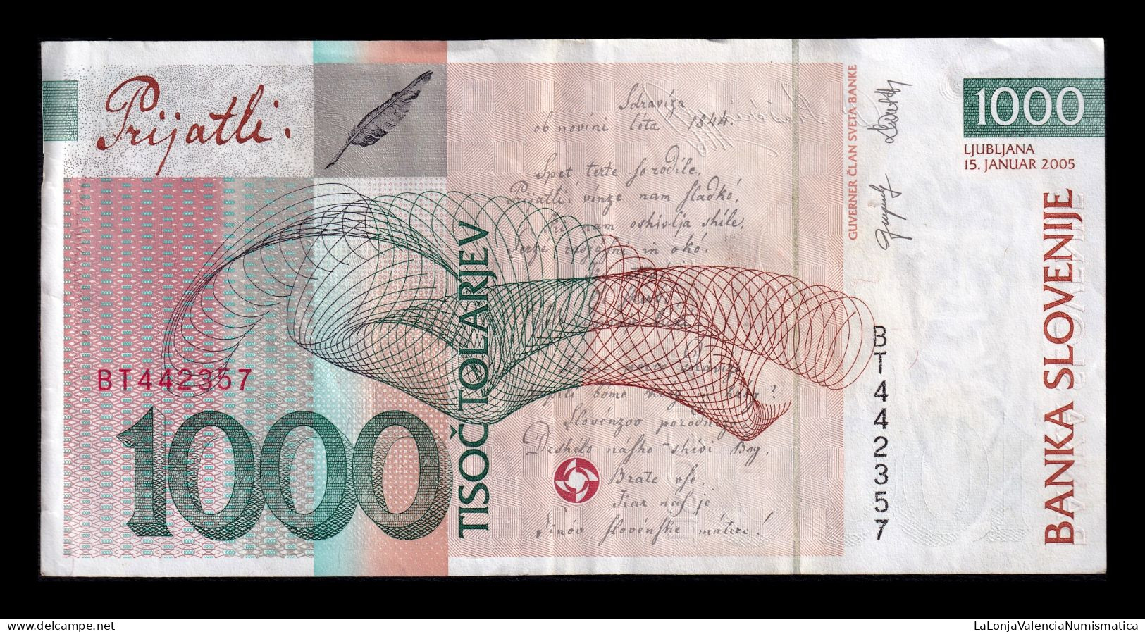 Eslovenia Slovenia 1000 Tolarjev 2005 Pick 32c Mbc Vf - Slovenië