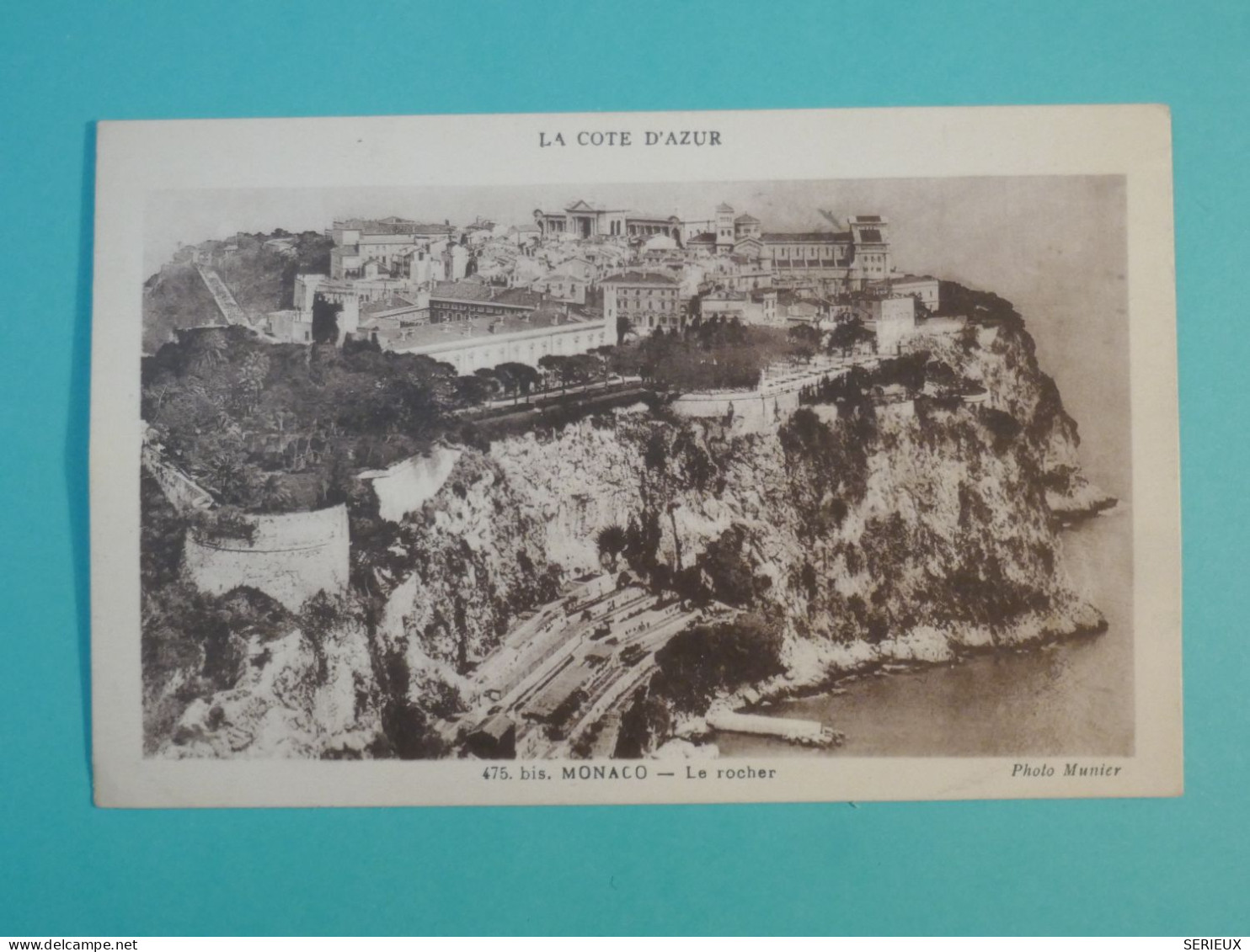 AM0 MONTE CARLO   BELLE CARTE  1920  A PARIS FRANCE +VUE DU ROCHER MONACO  +AFF.INTERESSANT++ + - Brieven En Documenten