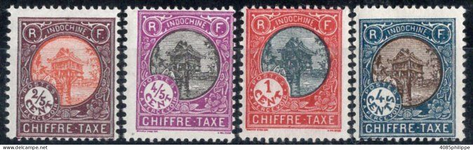 INDOCHINE Timbres-Taxe N°44*, 45*, 46* & 49* Neufs Charnières TB Cote : 3€50 - Timbres-taxe