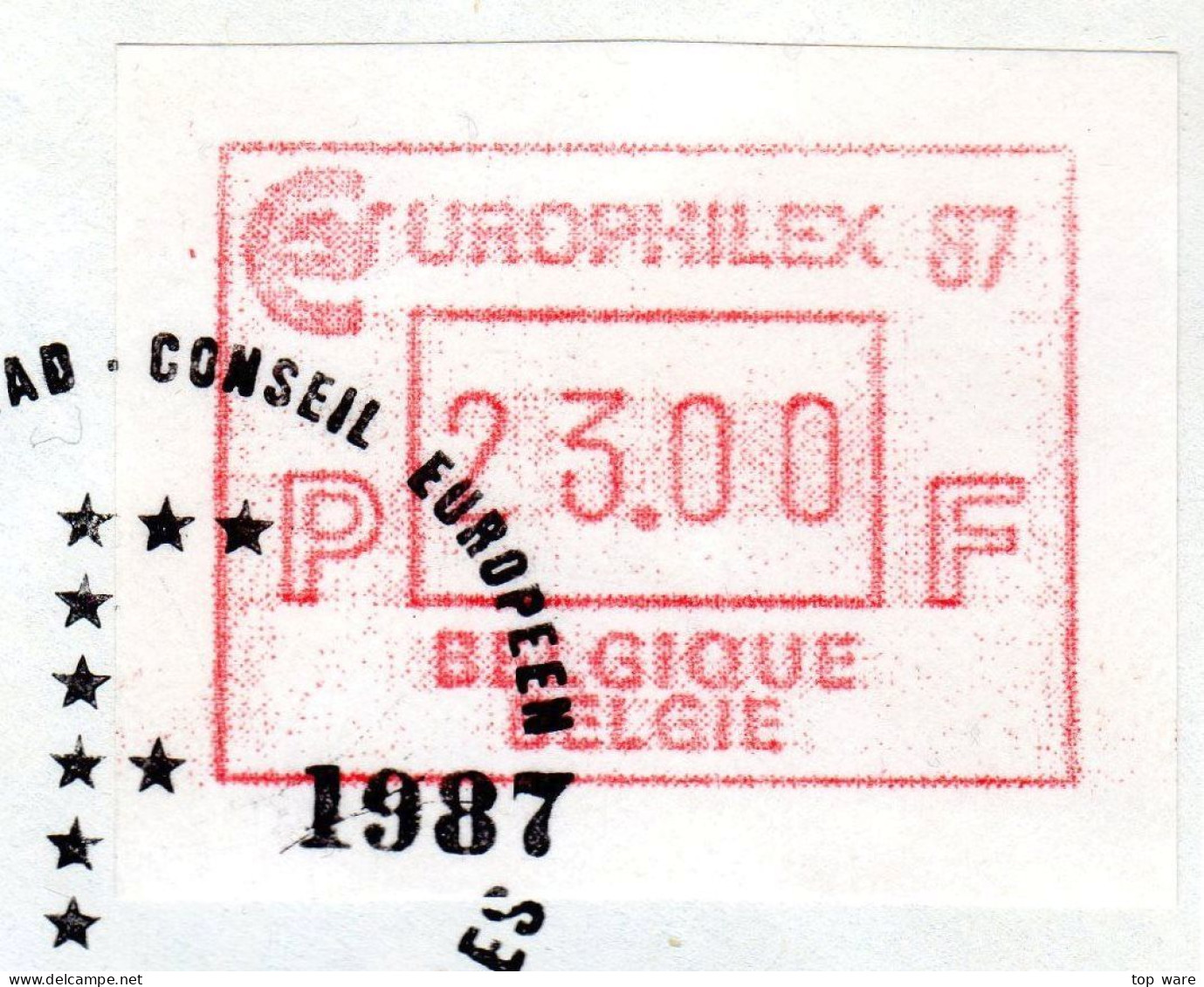 Belgien Belgique Belgie ATM 8.2 EUROPHILEX LDC 23F Poste Restante 27.6.87 To Portugal 73$0 (Tax) Funchal 17.7.87 / Frama - Cartas & Documentos