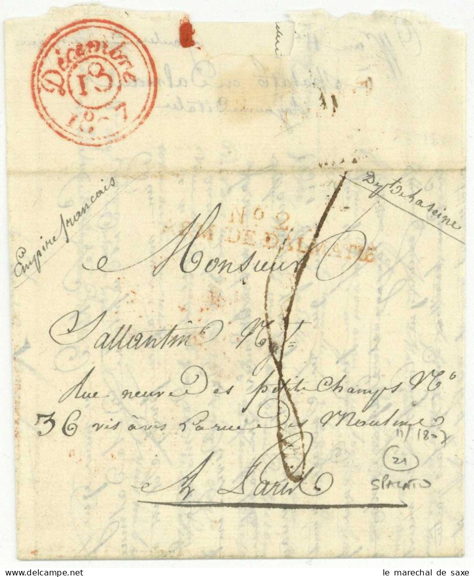 No. 2 ARM. DE DALMATIE Spalato Split Croatie Croatia 1807 11e Regiment De Ligne Sallantin - Army Postmarks (before 1900)