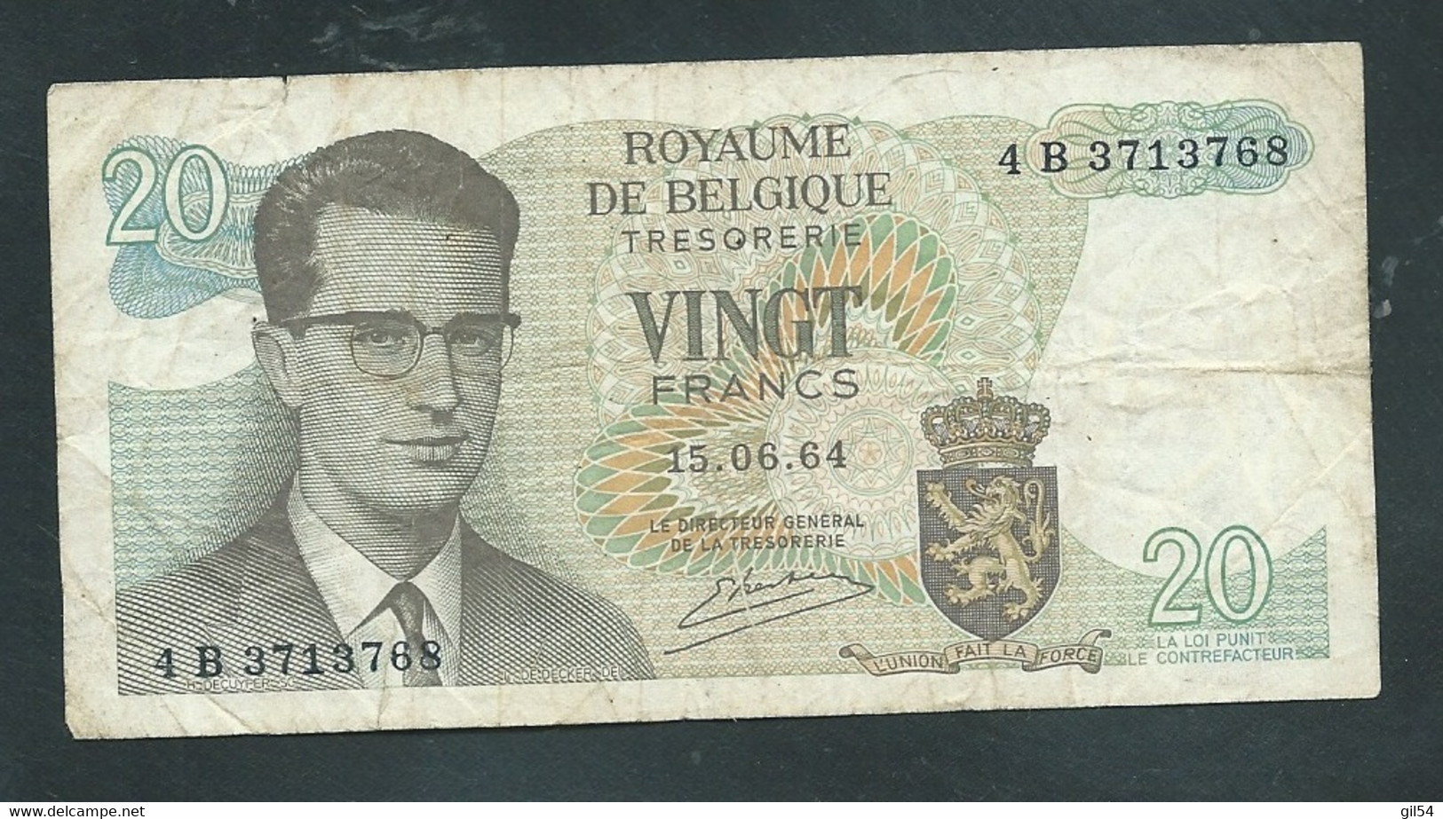 Billet, Belgique, 20 Francs, 15/05/1964  - 4B3713768 -  SCANS RECTO VERSO - Laura 8208 - 20 Francs