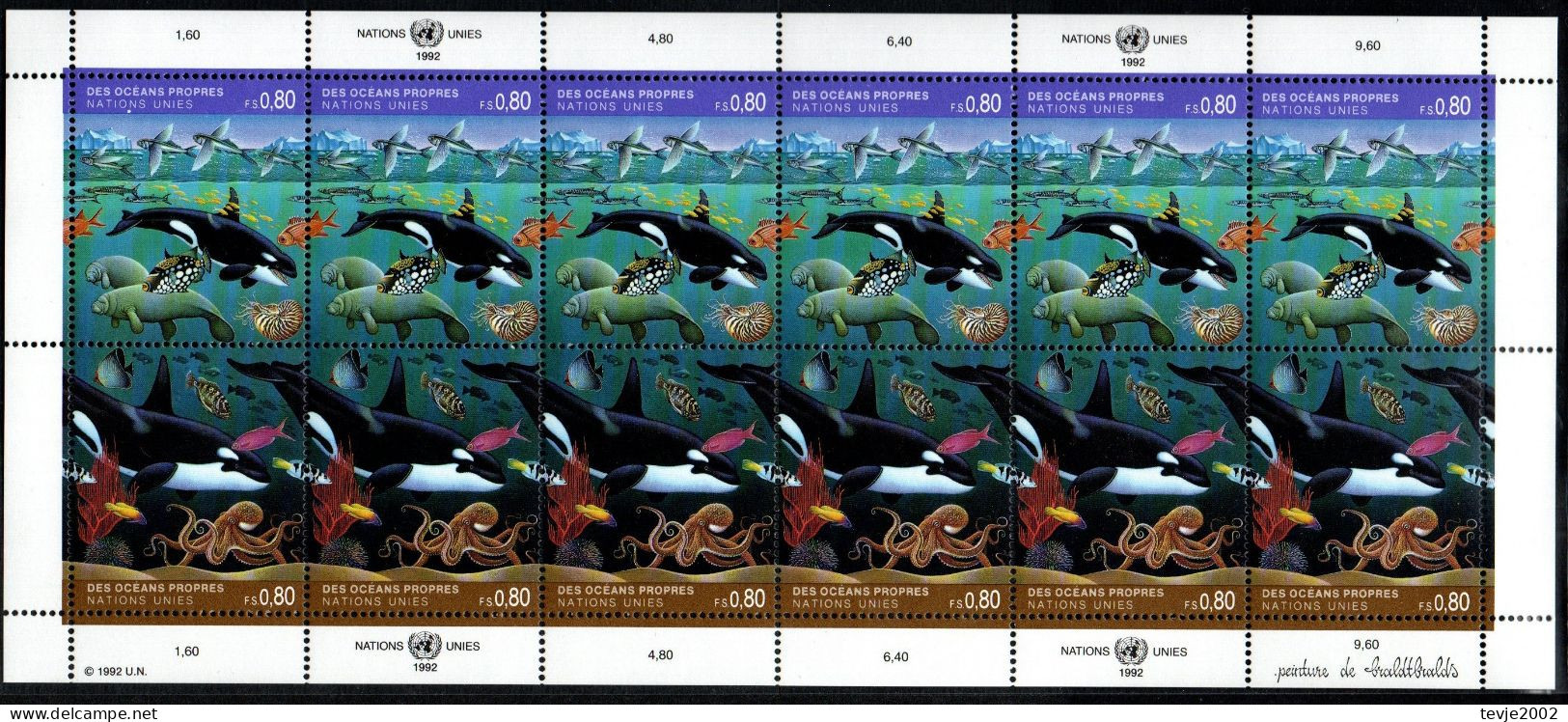 UN UNO Genf 1992 - Mi.Nr. 213 - 214 Postfrisch MNH - Kleinbogen - Tiere Animals - Blocs-feuillets
