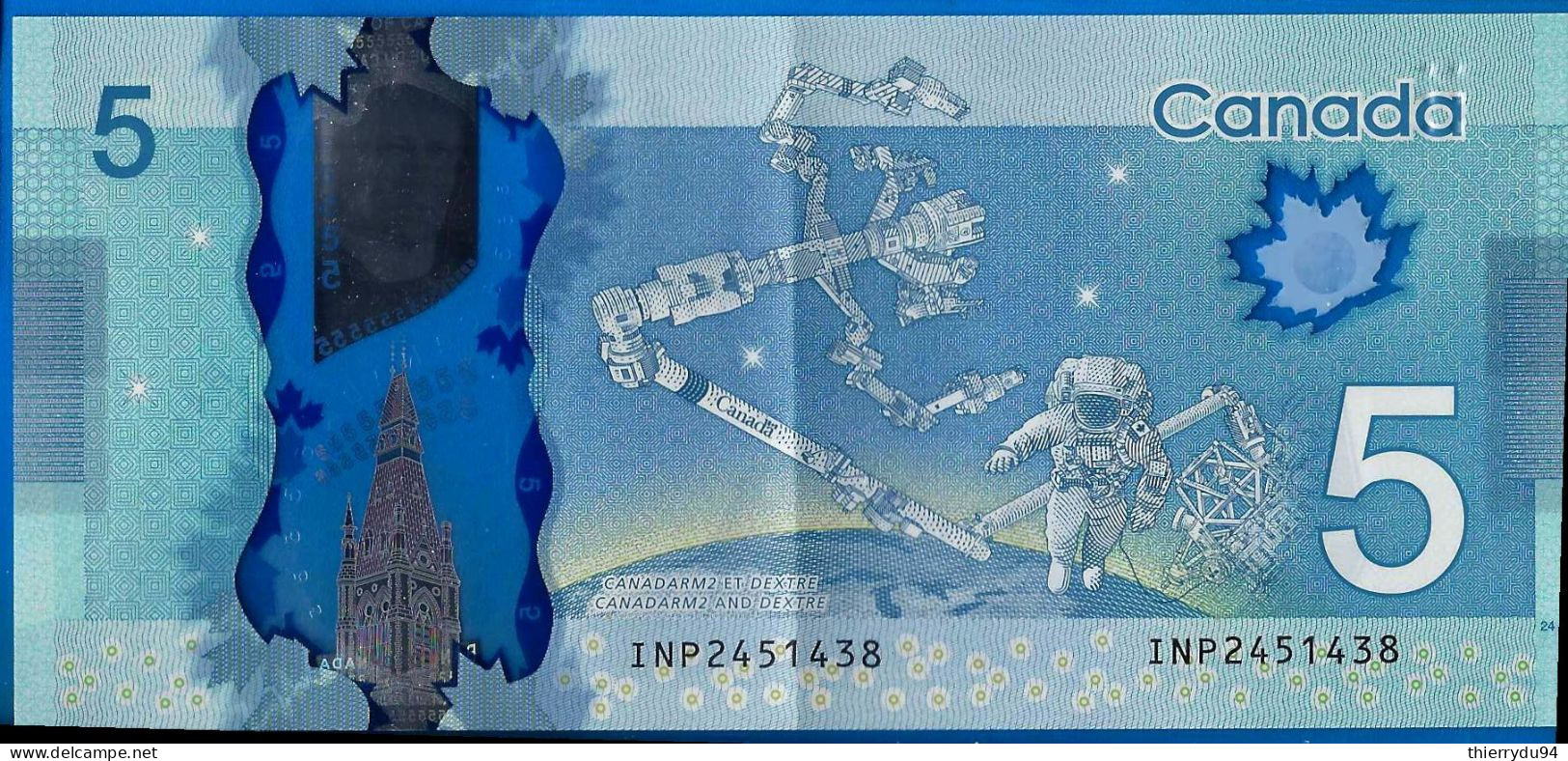 Canada 5 Dollars 2013 Polymere Prefix INP Que Prix + Port Polymer Bitcoin Paypal OK! - Canada