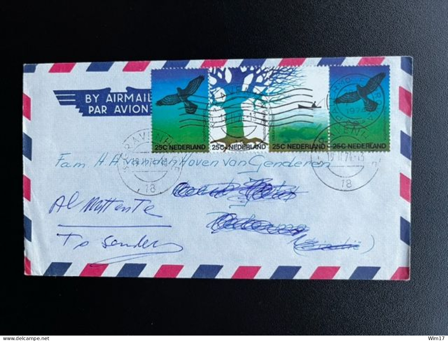 NETHERLANDS 1974 AIR MAIL LETTER 'S GRAVENHAGE TO ITALY 19-02-1974 NEDERLAND RETURN TO SENDER - Briefe U. Dokumente