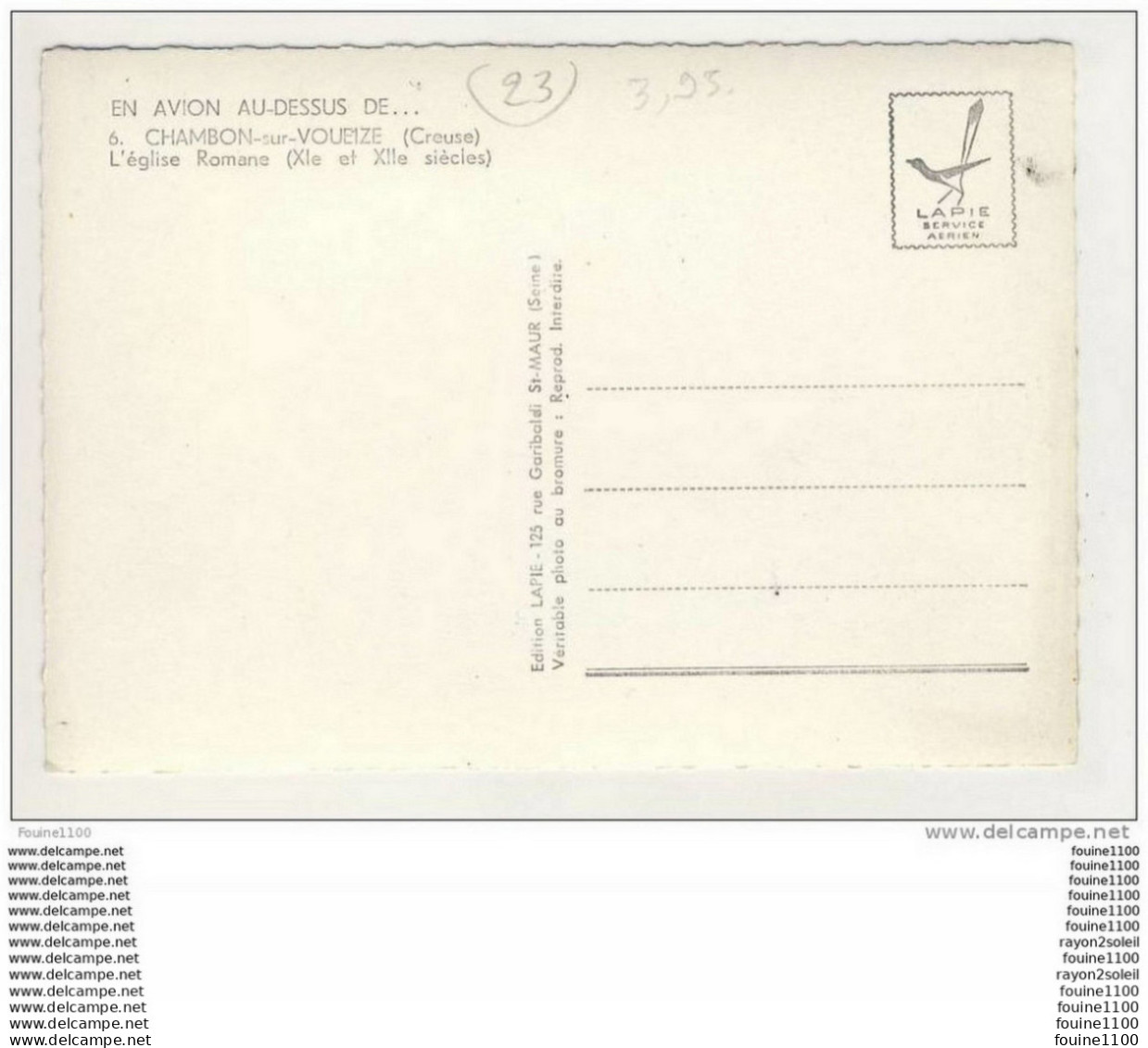 Carte ( Format 15 X 10,5 Cm ) De Chambon Sur Voueize  ( Recto Verso ) - Chambon Sur Voueize