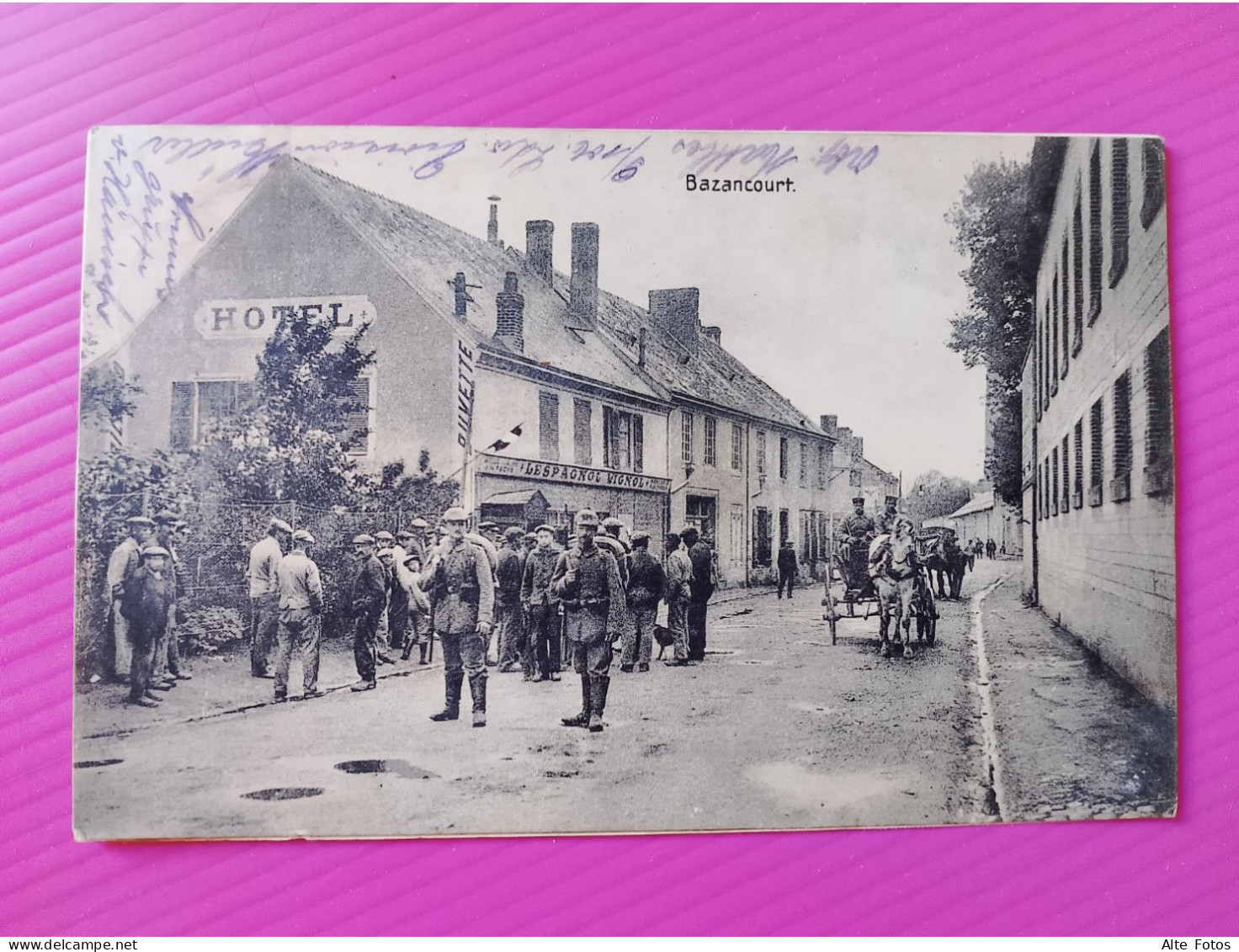 Alte AK Ansichtskarte Carte Postale 1.WK WW1 Soldaten Hotel Frankreich France Bazancourt Marne Grand Est Alt Old Card Xx - Bazancourt