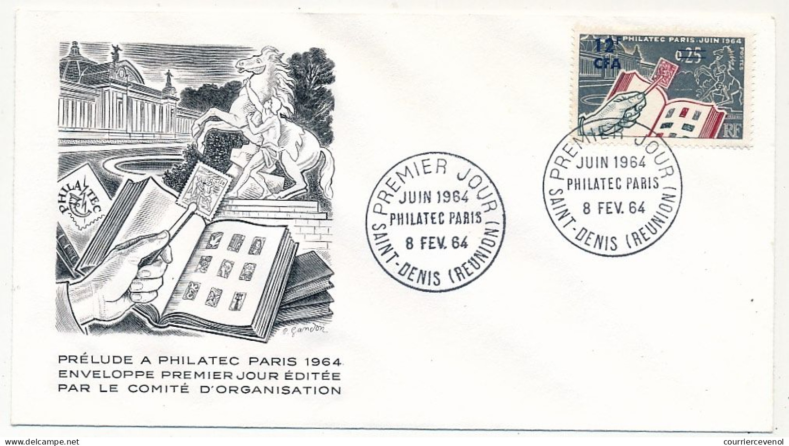 REUNION - Enveloppe FDC - Philatec Paris - Premier Jour - 8/2/1964 Saint-Denis - Lettres & Documents