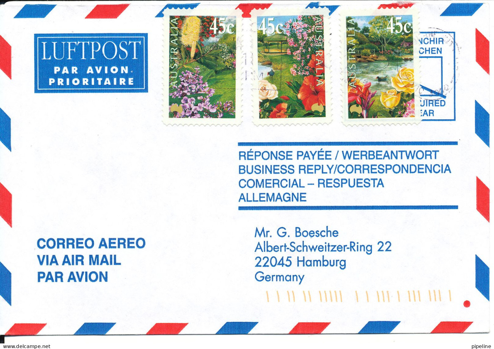 Australia Air Mail Cover Sent To Germany FLOWERS - Covers & Documents