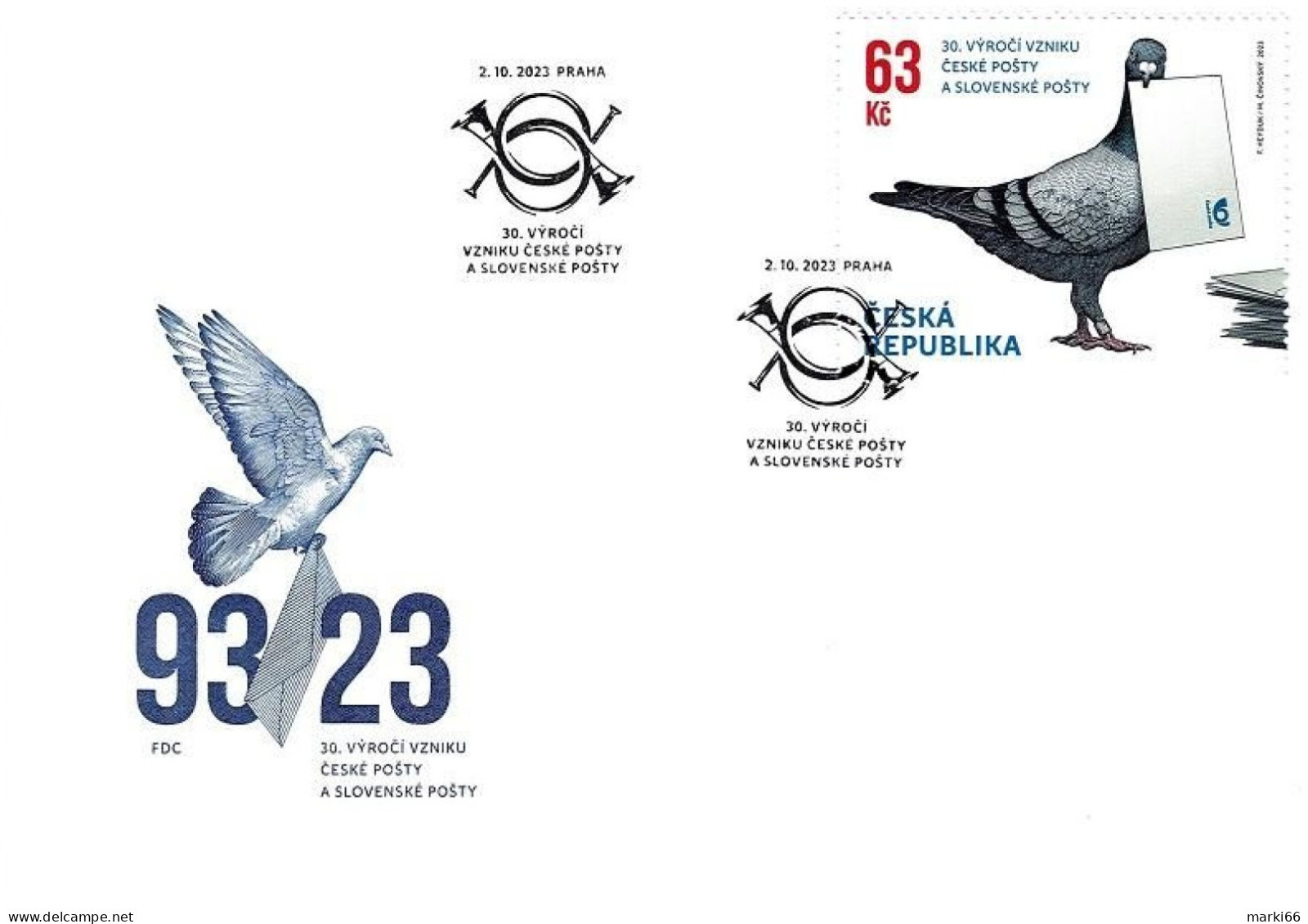 Czech Republic - 2023 - 30 Years Of Czech Post And Slovak Post - Joint Issue With Slovakia - FDC (first Day Cover) - FDC